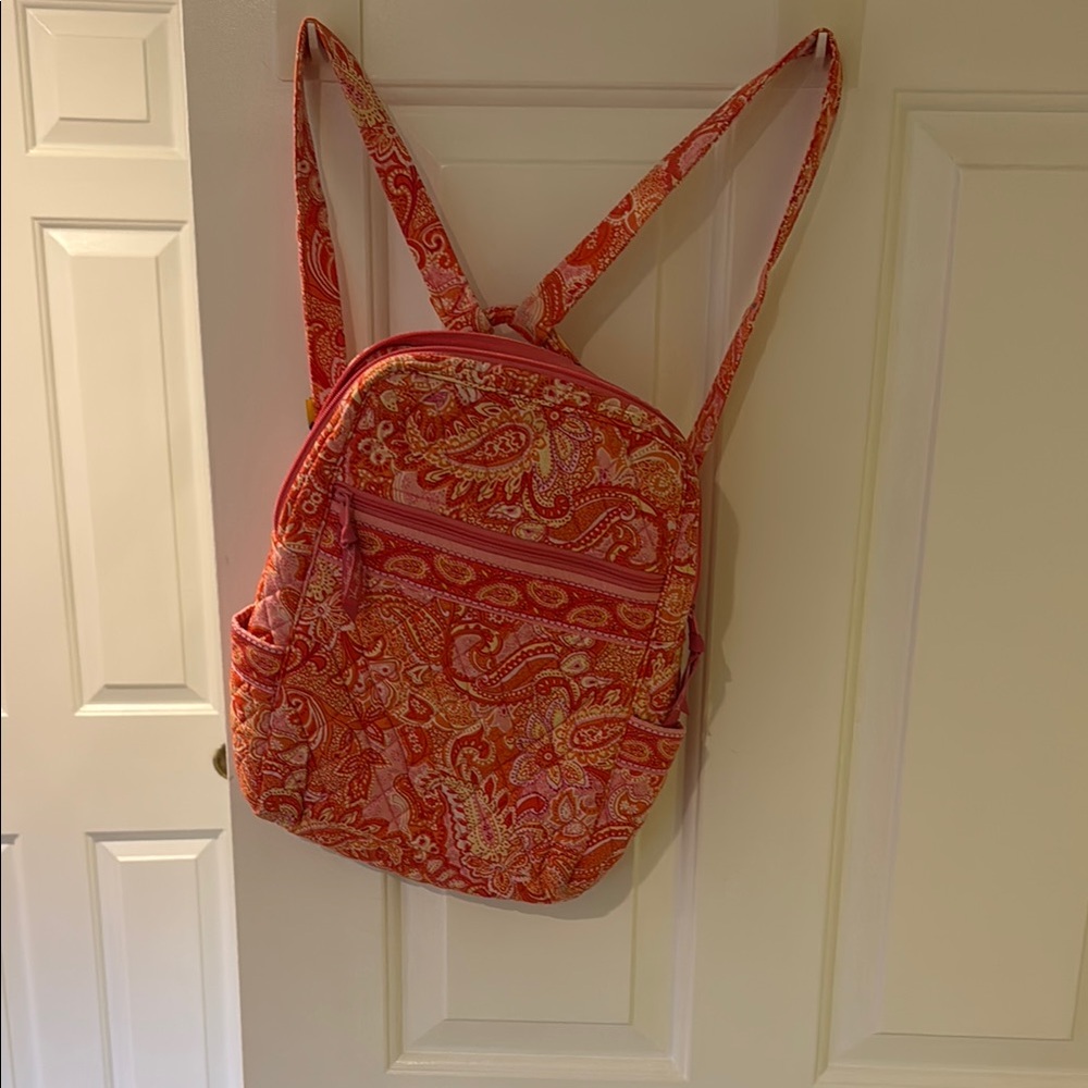 Coral Paisley Quilted Backpack - Women's Everyday Bag